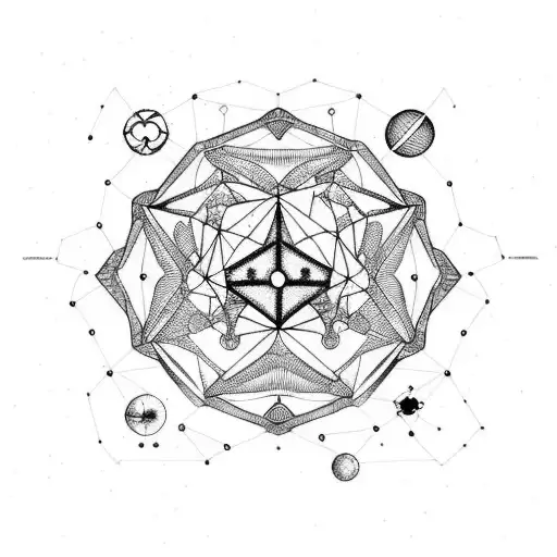 A constellation of sci-fi symbols representing different universes tattoo design idea