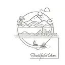 Minimalistic tattoo associated with the East, Istanbul, the tattoo can symbolically include the sea, mountains, bridge tattoo design idea