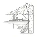 Minimalistic tattoo associated with the East, Istanbul, the tattoo can symbolically include the sea, mountains, bridge tattoo design idea