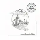 Minimalistic tattoo associated with the East, Istanbul, the tattoo can symbolically include the sea, mountains, bridge tattoo design idea