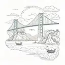 Minimalistic tattoo associated with the East, Istanbul, the tattoo may include the sea, mountains, bridge tattoo design idea