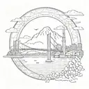 Minimalistic tattoo associated with the East, Istanbul, the tattoo may include the sea, mountains, bridge tattoo design idea