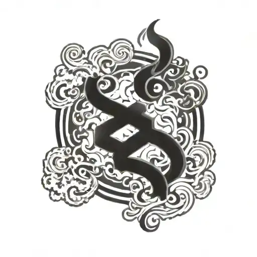 stoicism symbol with smoke rising tattoo design idea
