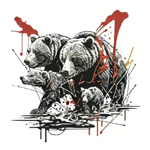bear cubs tattoo design idea