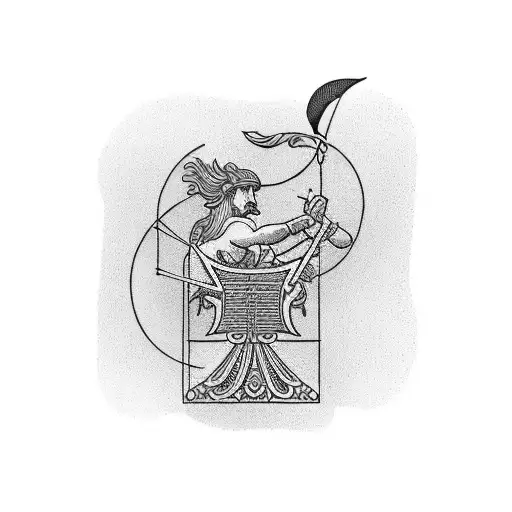 A minimalist representation of the Greek god Apollo playing the lyre tattoo design idea