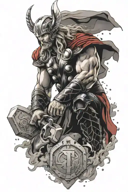 Thor with Mijolnir tattoo design idea