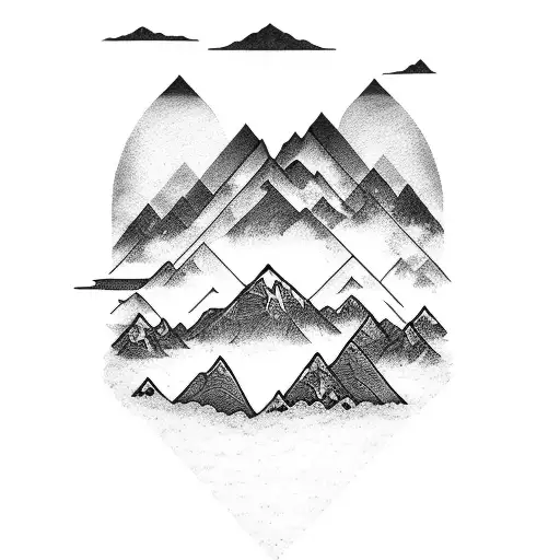 Mountains and oceans  tattoo design idea