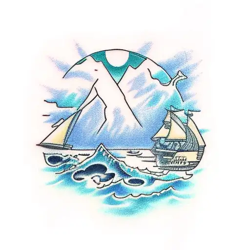 Ocean and Mountains  tattoo design idea