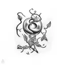 A chef's knife intertwined with a coffee bean vine tattoo design idea