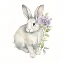 lionhead bunny floral lilac branch tattoo design idea