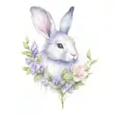 lionhead bunny floral lilac branch tattoo design idea