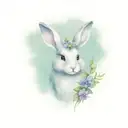 lionhead bunny floral lilac branch tattoo design idea