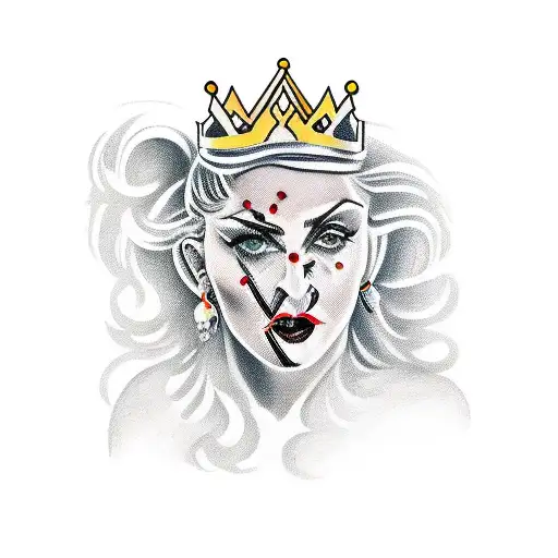 Madonna wearing a crown of objects tattoo design idea