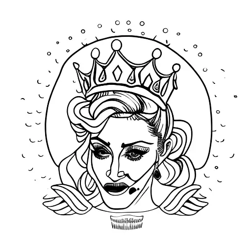 Madonna wearing a crown of objects tattoo design idea