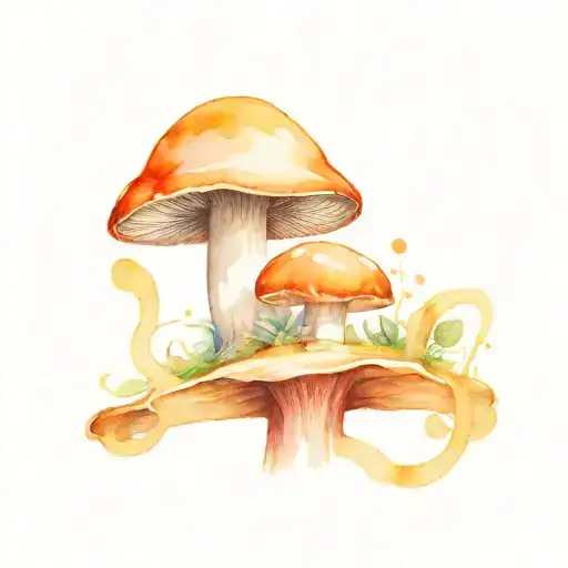 mushroom surfing doing the shaka sign tattoo design idea