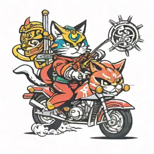 Samurai Pizza cats tattoo design idea