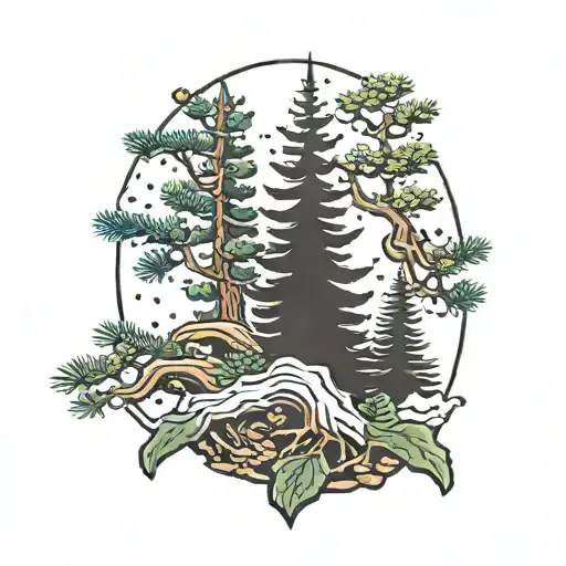 pine tree tattoo design idea