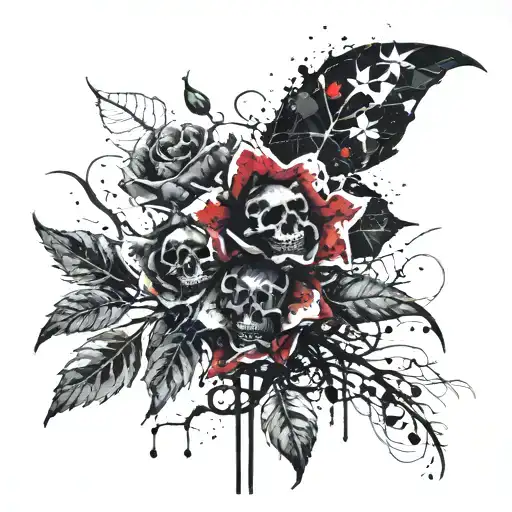 nightshade flower memento mori tattoo design idea