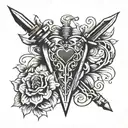 switchblade with a heart   tattoo design idea