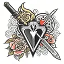 switchblade with a heart   tattoo design idea
