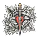 switchblade with a heart   tattoo design idea