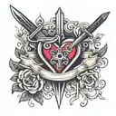 switchblade with a heart   tattoo design idea