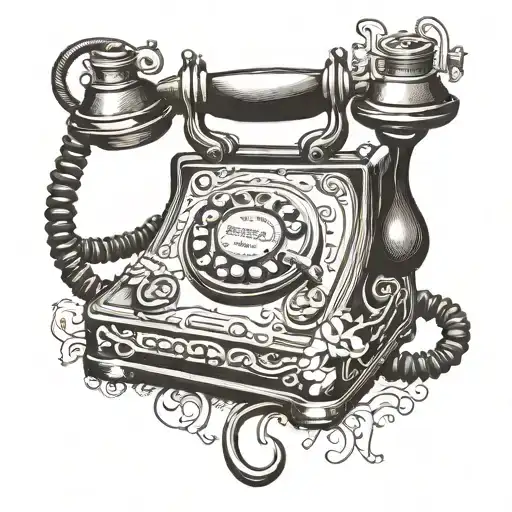 image of telephone with the semicolon symbol tattoo design idea