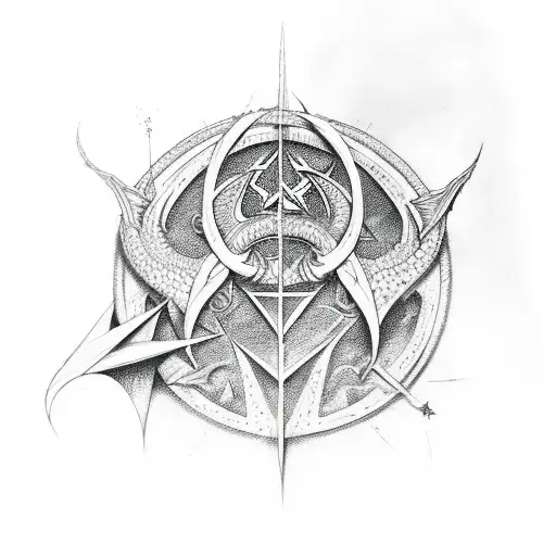 Dragon, pentagram, evil tattoo design idea