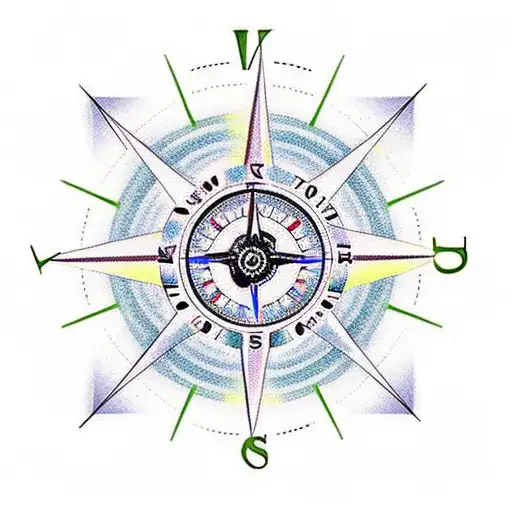 clock compass  tattoo design idea