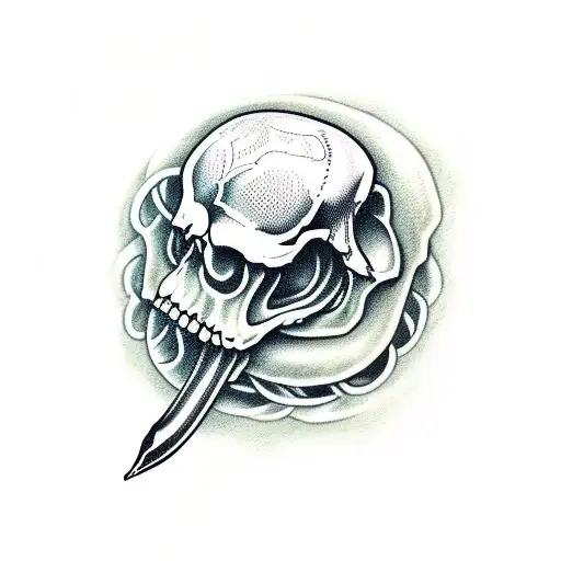 snake, skull and dagger tattoo design idea