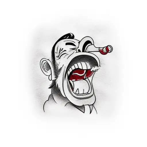 cowboy laughing with a bottle of wine tattoo design idea