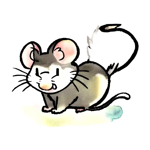 cute rat watercolor sniffing tattoo design idea