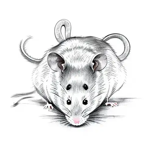 cute rat watercolor sniffing tattoo design idea