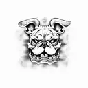 Bulldog skeleton barking behind gates of hell tattoo design idea