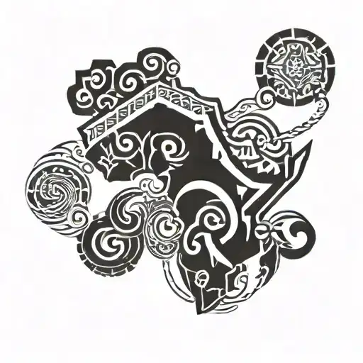Power, Sea, Africa continent tattoo design idea