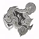 Power, Sea, Africa continent tattoo design idea