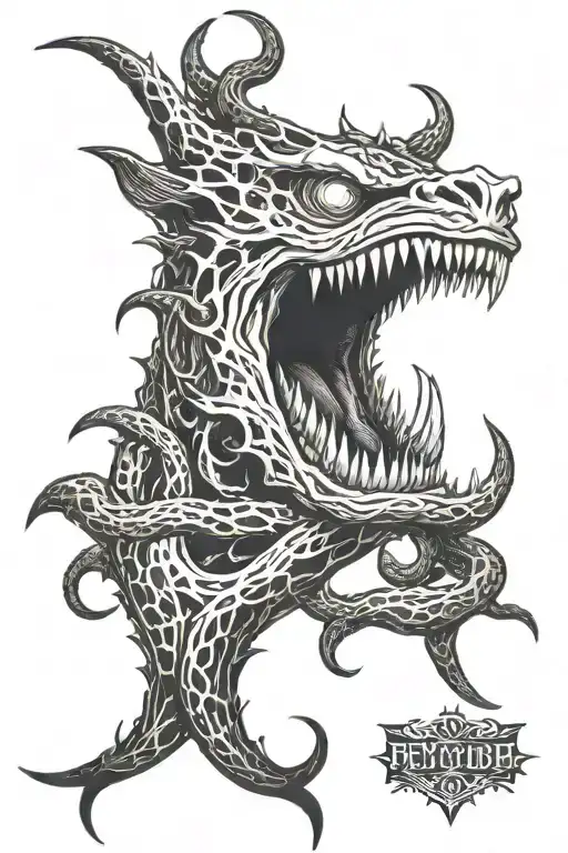 monster teeth tentacles demon eyes tattoo design idea