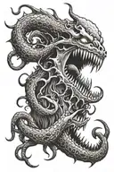 monster teeth tentacles disturbing demons tattoo design idea