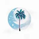 palm tree under moon tattoo design idea