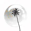 palm tree under moon tattoo design idea