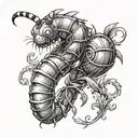  blending the themes of gym and transformation, featuring a caterpillar evolving into a muscular figure tattoo design idea
