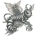  blending the themes of gym and transformation, featuring a caterpillar evolving into a muscular figure tattoo design idea