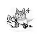 cat and butterfly on the beach  tattoo design idea