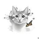 cat and butterfly on the beach  tattoo design idea