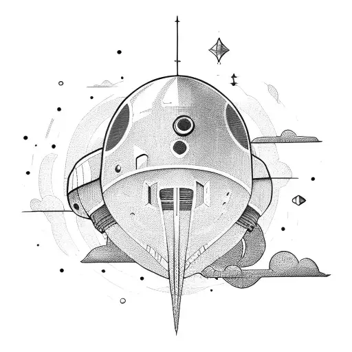 simple spaceship tattoo design idea