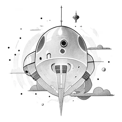 simple spaceship tattoo design idea