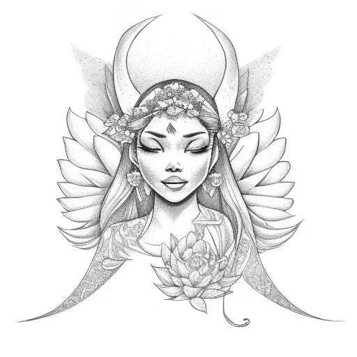 Jasmine flower with angel wings  tattoo design idea