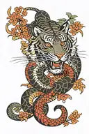 Japanese tiger snake tattoo design idea