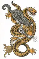Japanese tiger snake tattoo design idea