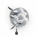Pocket Watch, clouds, birds tattoo design idea